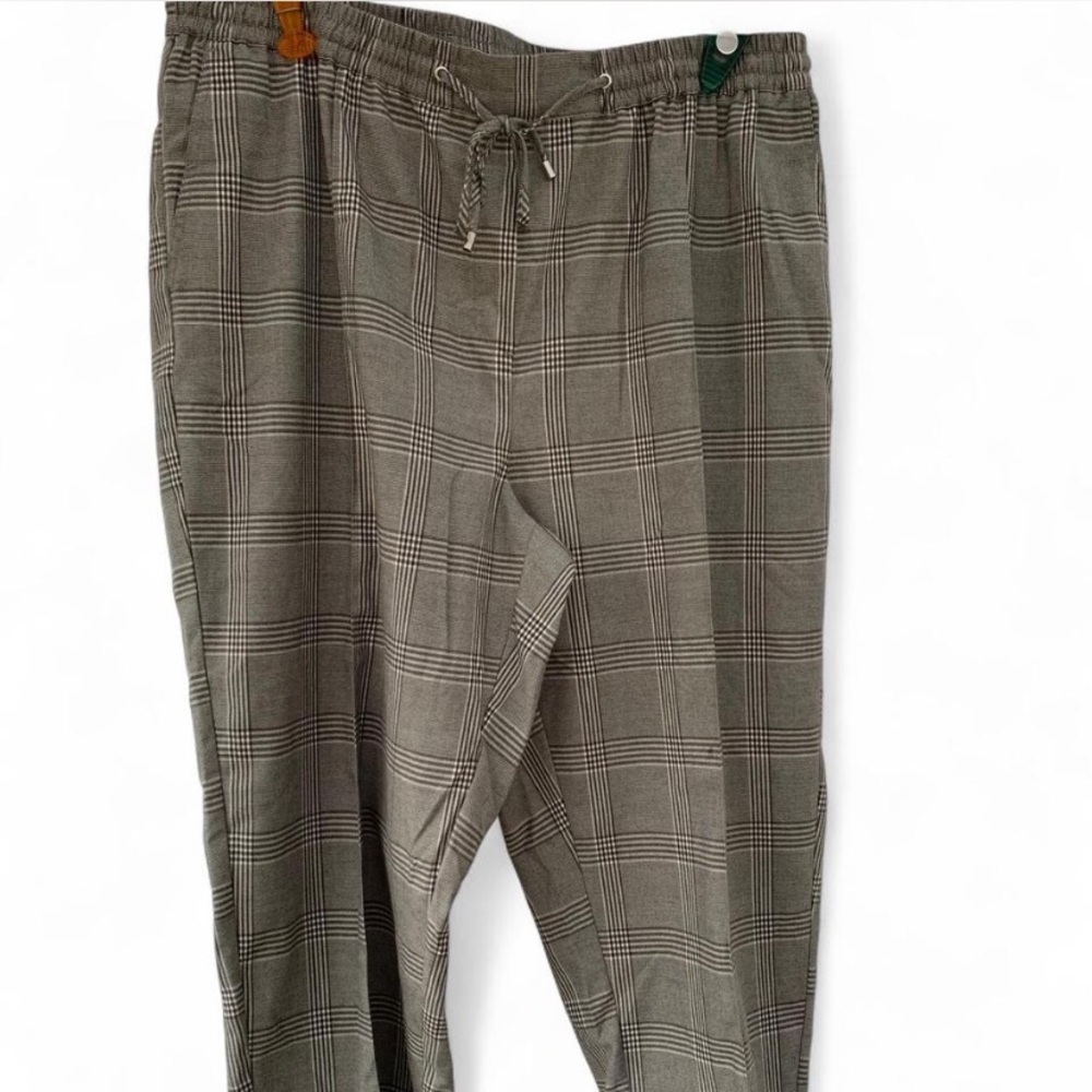 Women’s Gray Plaid Pants with Drawstring